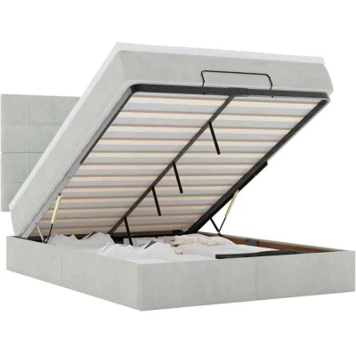 Image of vidaXL Ottoman Bed with Mattresses Light Grey 140x200cm Velvet