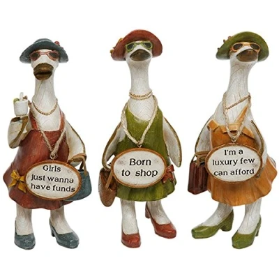 Image of Complete Set of 3 Glam Girls Ducks Fabulous Shabby Chic Ornaments