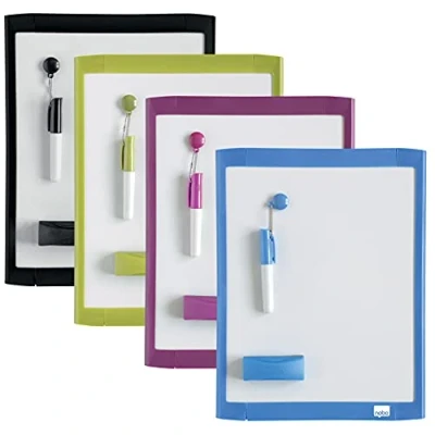 Image of Nobo 1903816 Mini Magnetic Whiteboard With Coloured Frame, Dry Wipe, Wall Mountable, Includes Pen, Magnets, Eraser &amp; Foam Adhesive Mounting Pads,Light Blue,216 x 280 mm