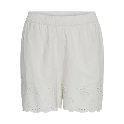 Image of PIECES Women&#039;s Pcalmina Mw Embroidery Shorts Bc, Birch, XL