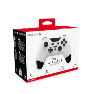 Image of Gioteck WX4 Wireless Controller for Nintendo Switch White with Programmable Back Buttons Bluetooth Compatible…