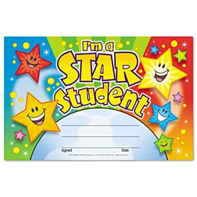 Image of RECOGNITION AWARDS, I&#039;M A STAR STUDENT, 8 1/2W BY 5 1/2H, 30/PACK