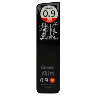 Image of Pentel Ain Leads Refill 0.9mm 2B Pack of 12