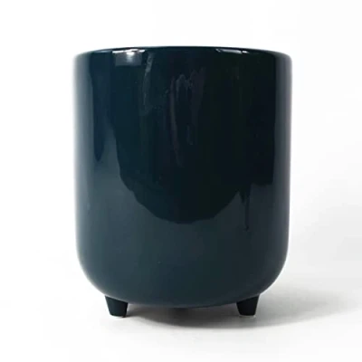 Image of Leaf Ceramic Planters, Teal, 13cm