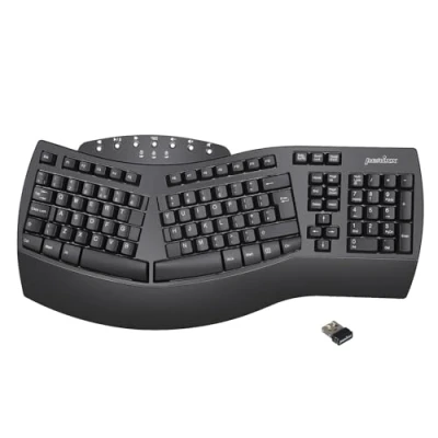 Image of perixx PERIBOARD 612 Wireless Ergonomic Split Keyboard with Dual Mode 2.4G and Bluetooth Features, Compatible Windows 10 Mac OS X System, Black, UK Layout
