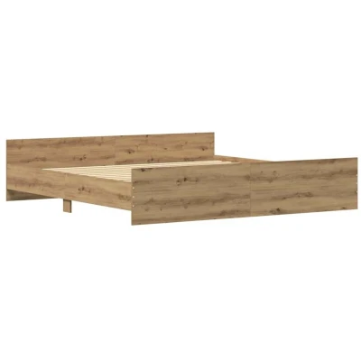 Image of vidaXL Solid Oak Wood Bed Frame Set of 2 Sturdy, Spacious Design 200x200 cm Indoor Brown Elegant Furniture for Bedroom Decor