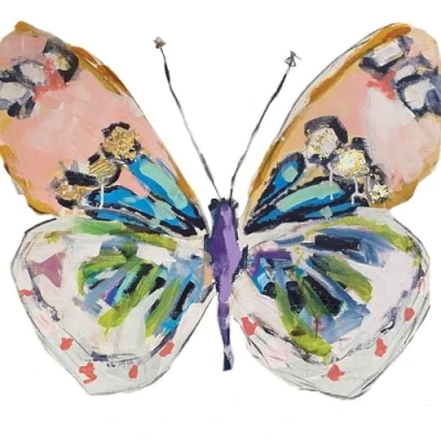Image of Crafty Things 4 x Paper Napkins Watercolour Butterfly Ideal for Decoupage/Napkin Art
