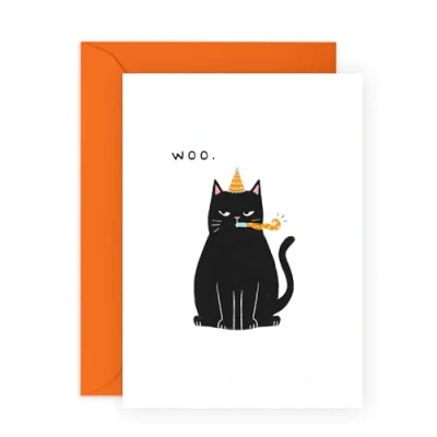 Image of Central 23 Funny Cat Birthday Card Woo Grumpy Sarcastic Cards For Men Women Cheeky Gift Lovers Sister Brother Friends Comes With Stickers