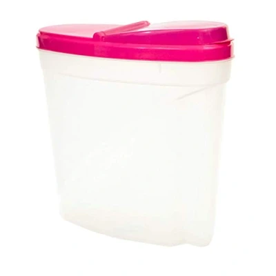 Image of Royle Home Plastic 4.8 Litre Reusable Dry Food Storage Cereal Dispenser Box (Pink)