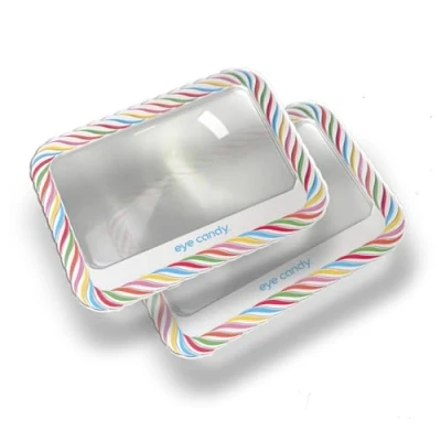 Image of Eye Candy Handheld Magnifier Twinpack with LED Lights Full Page Magnification Ideal for Reading Small Text in your Favourite Book 12 Built Dimmable Portable &amp; Easy to Hold