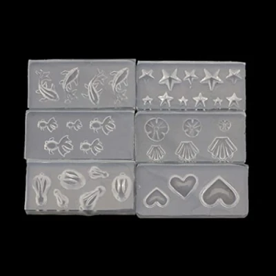 Image of 6Pcs Silicone Star Fish Resin Mold Jewelry Casting Moulds Clear Tiny Ear Earring for Craft