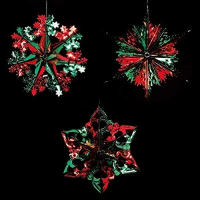 Image of Widdle Gifts Ltd SET of 3 Christmas Foil Ceiling Decoration Hanging 40cm Green/Red 2328