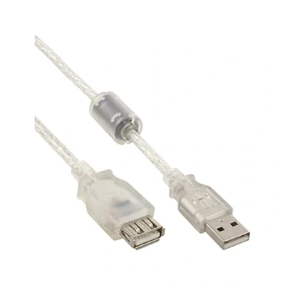 Image of InLine 34650Q USB 2.0 Extension Cable with Ferrite Core, Male to Female, Type A, 0.5 m, Clear