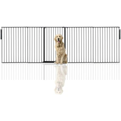 Image of Bettacare Premium Extra Tall Multi Panel Flexible Dog Barrier, up to 344cm Wide, Black, 105cm Tall, Barrier for Pets Dogs and Puppy, Puppy suitable Indoor Outdoor use