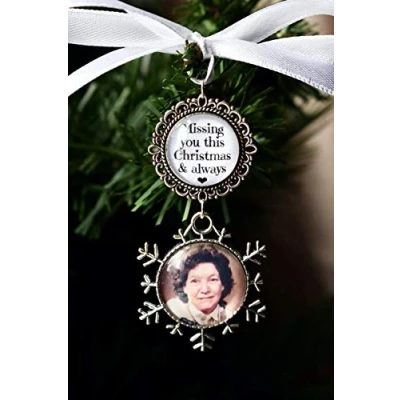 Image of Rockshore Accessories Memorial Christmas Tree Decoration Personalised Photo Bauble Gift Memory Charm