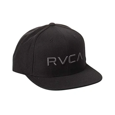 Image of RVCA Men&#039;s Adjustable Straight Brim Snapback HAT/Black/Charcoal, 1SZ