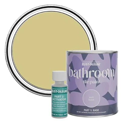 Image of Rust Oleum Green Water Resistant Bathroom Tile Paint in Matt Finish Wasabi 750ml