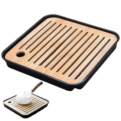 Image of Bamboo Tea Tray, Mini Tray Portable Tasteful Chinese Gongfu Table for Teahouse Home Office