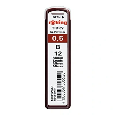 Image of rOtring Tikky Mechanical Pencil Lead Refills, 0.7mm, 2B, 10 Count (120 leads)