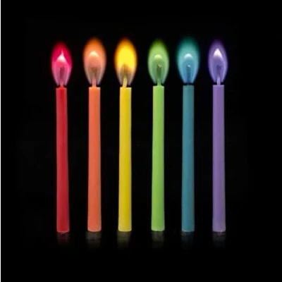 Image of 10 Coloured Flame Party Candles, Decorative Birthday Cake Celebration Candles Set with Easy to Use Holders, Angel Flames, Assorted