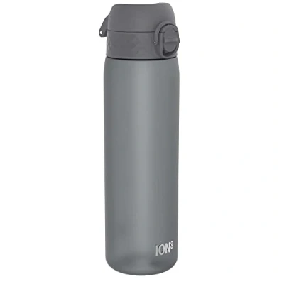 Image of Ion8 500ml Water Bottle, BPA Free, Leakproof, Dishwasher Safe, Easy Open, Secure Lock, Clear Drinks Bottle for Boys &amp; Girls, Small Gym Sports Drinking 500ml, Grey