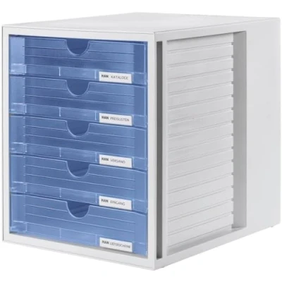 Image of HAN 1450 64, Drawer set System box, Innovative, attractive design with 5 closed drawers, light grey / translucent blue