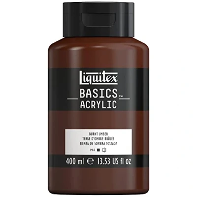 Image of LIQUITEX Basics Acrylic Paint, Burnt Umber, 400 ml Bottle
