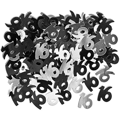 Image of Unique Party 55221 Glitz Black Foil 16th Birthday Confetti