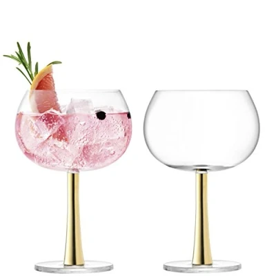 Image of LSA Gin Balloon Glass 420ml Gold Set of 2 Mouthblown &amp; Handmade GN13
