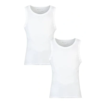 Image of Mens 2 Pack Pringle Cotton Round Neck Vests White M