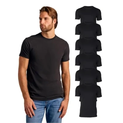 Image of True Classic Men&#039;s Crew Neck Short Sleeve T Shirt, 6 Pack Black, S