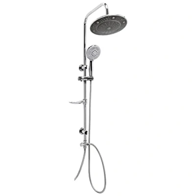 Image of Exposed Bathroom Mixer Shower Rain Pole Valve Tap Multifunction Set