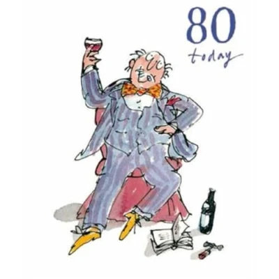 Image of Woodmansterne Quentin Blake Male 80th Birthday Card Nice Old Drop
