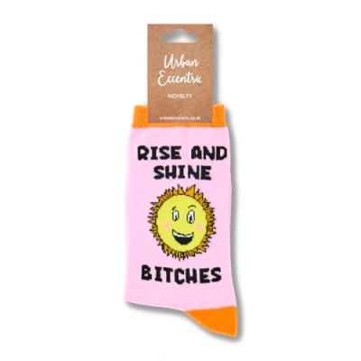 Image of Urban Eccentric Unisex Rise &amp; Shine Bitches Socks Gift 1 Pair Cotton Rich Premium Novelty Gifts (LADIES 4 8)