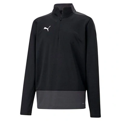 Image of Puma Boys&#039; teamGOAL 23 Training 1/4 Zip Top Jr Pullover, Black Asphalt, 128