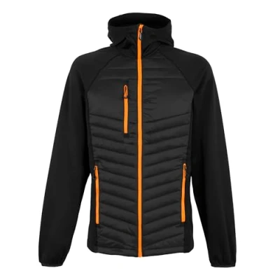 Image of Regatta Professional Navigate Hybrid Hooded Jacket Black/Orange Pop XL
