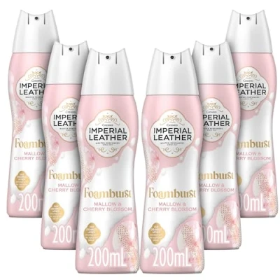 Image of Imperial Leather Foamburst Pampering Shower Gel, Mallow &amp; Cherry Blossom Body Wash, Luxurious Foam Lather, Gentle Skin Care, Bulk Buy, Pack of 6 x 200ml