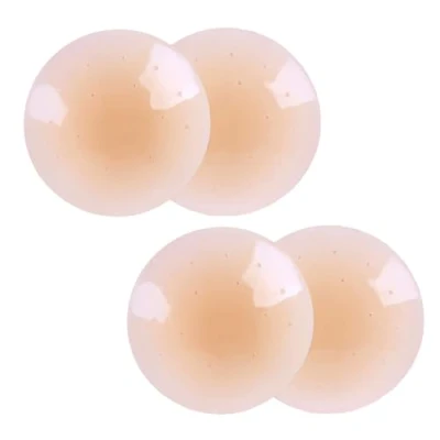 Image of SHUBEIEUMI 2 Pair Silicone Nipple Covers for Women Adhesive, Cover Reusable Adhesive Covers, Ultra Thin Self Nippie Pasties Breast