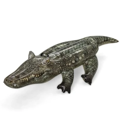 Image of Bestway Realistic Alligator Pool Float, Kids Inflatable Ride On with Handles, Swimming and Beach Toy, Green