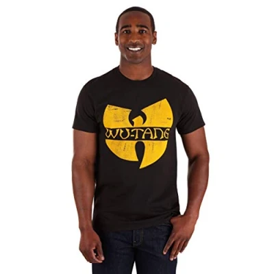 Image of FEA Men&#039;s Wu Tang Clan Classic Yellow Logo T Shirt, Black, Large