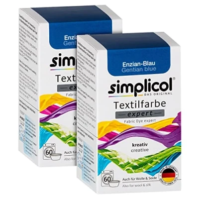 Image of simplicol Textile Dye Expert Gentian Blue Colour for Creative, Easy Dyeing in The Washing Machine or Manual 1739 (2 x 1709) 150 g (Pack of 2)