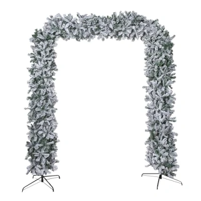 Image of 8ft (2.55m) Double Door Artificial Snow Flocked Christmas Tree Arch in Green with 2000 Tips