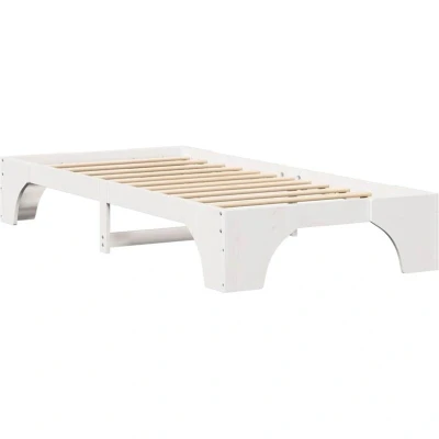 Image of vidaXL Bed Frame White Solid Pine wood 80 x 200 cm Minimalist