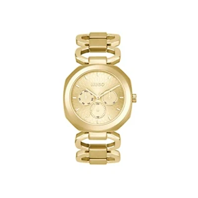 Image of HUGO Analogue Multifunction Quartz Watch for Women with Gold Colored Stainless Steel Bracelet 1540150