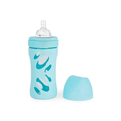 Image of Twistshake Anti Colic Glass Baby Bottle, Infant Feeding BPA Free, 260 ml, 2+ Months, Pastel Blue