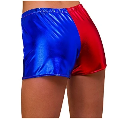Image of Wicked Costumes Adult Female Red &amp; Blue Shiny Hot Pants X Small Fancy Dress Shorts