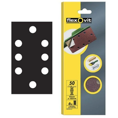 Image of Flexovit 1/3 Sanding Sheets Quick Release Fine 120 Grit (Pack 6) FLV26345