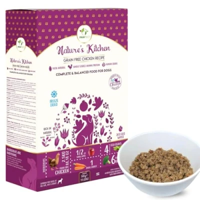 Image of Pawfect Nature&#039;s Kitchen Freeze Dried Dog Food, Chicken, Complete and Balanced Meal; All natural, Grain Free; Healthy Topper or Treat; High Protein, Single source of protein (500g/17.64oz)