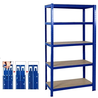 Image of 180x90x40cm Storage Racking 5 Tier Shelving Boltless Metal for Garage Workshop Adjustable Warehouse Rack Shelf Easy Assembling Total Capacity 875KG (175Kg Per Shelf), Blue