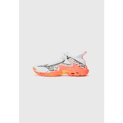 Image of Mizuno WAVE LIGHTNING NEO 3 Volleyball Shoes White/Fiery Coral 2/Citrus Women/Men Size 9